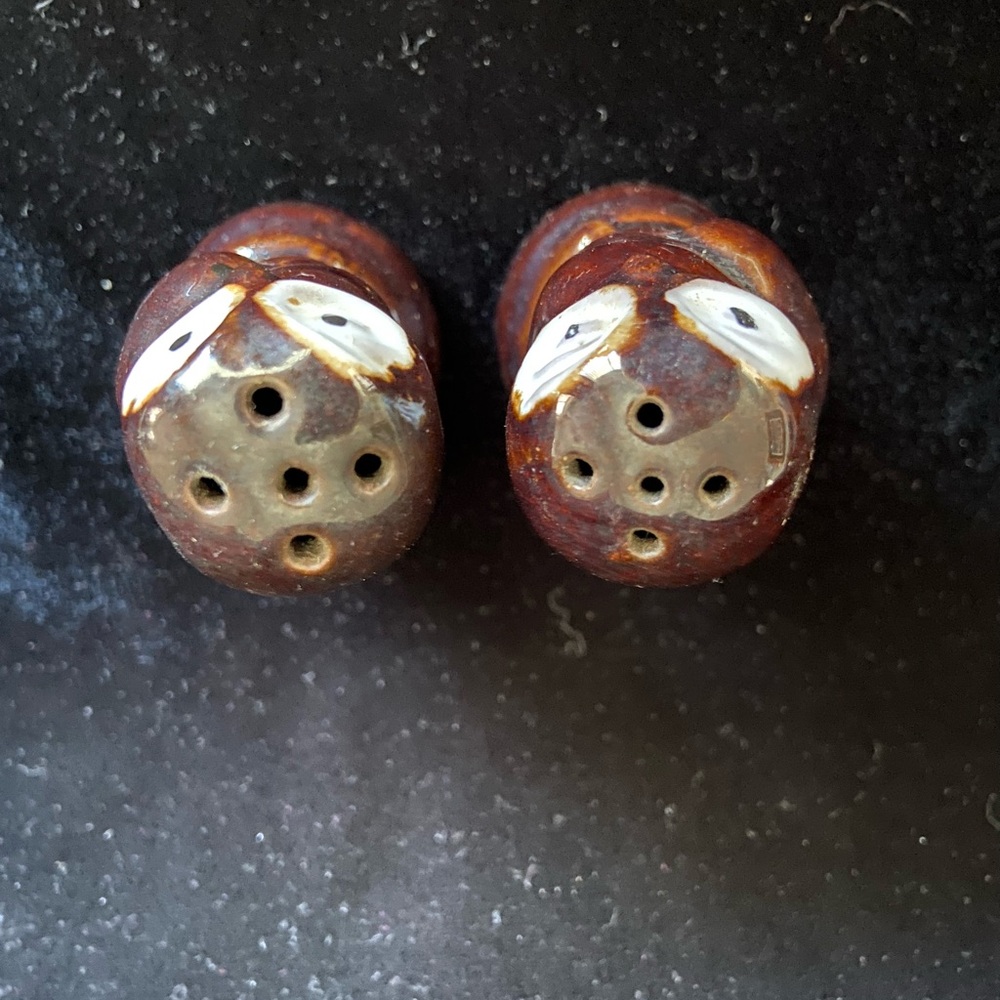 Vintage Ceramic Brown Owls Salt & Pepper Shakers Japan - Picture 3 of 8